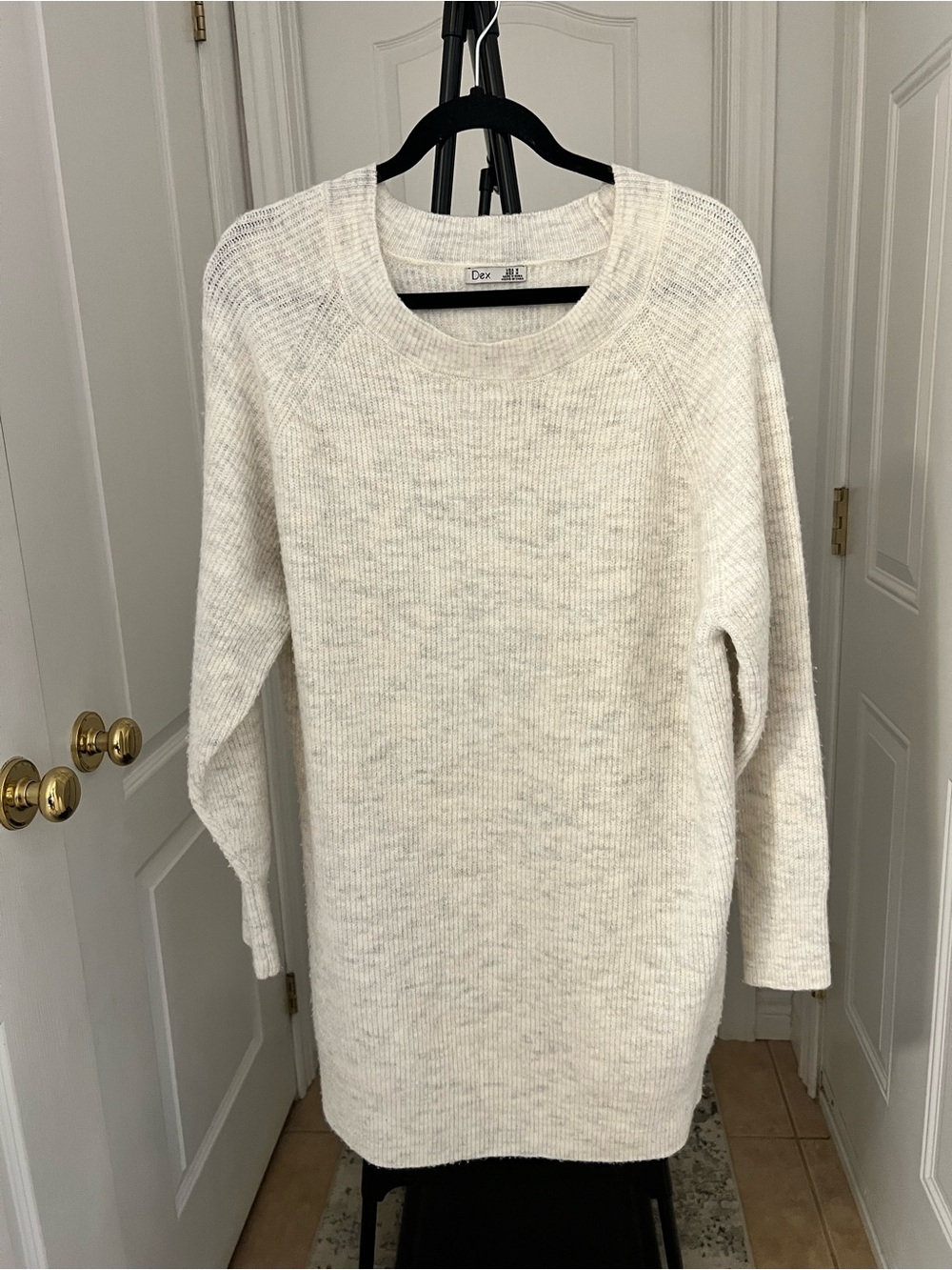 Cozy White Knit Sweater Dress by Dex Size Medium - Picture 2 of 5